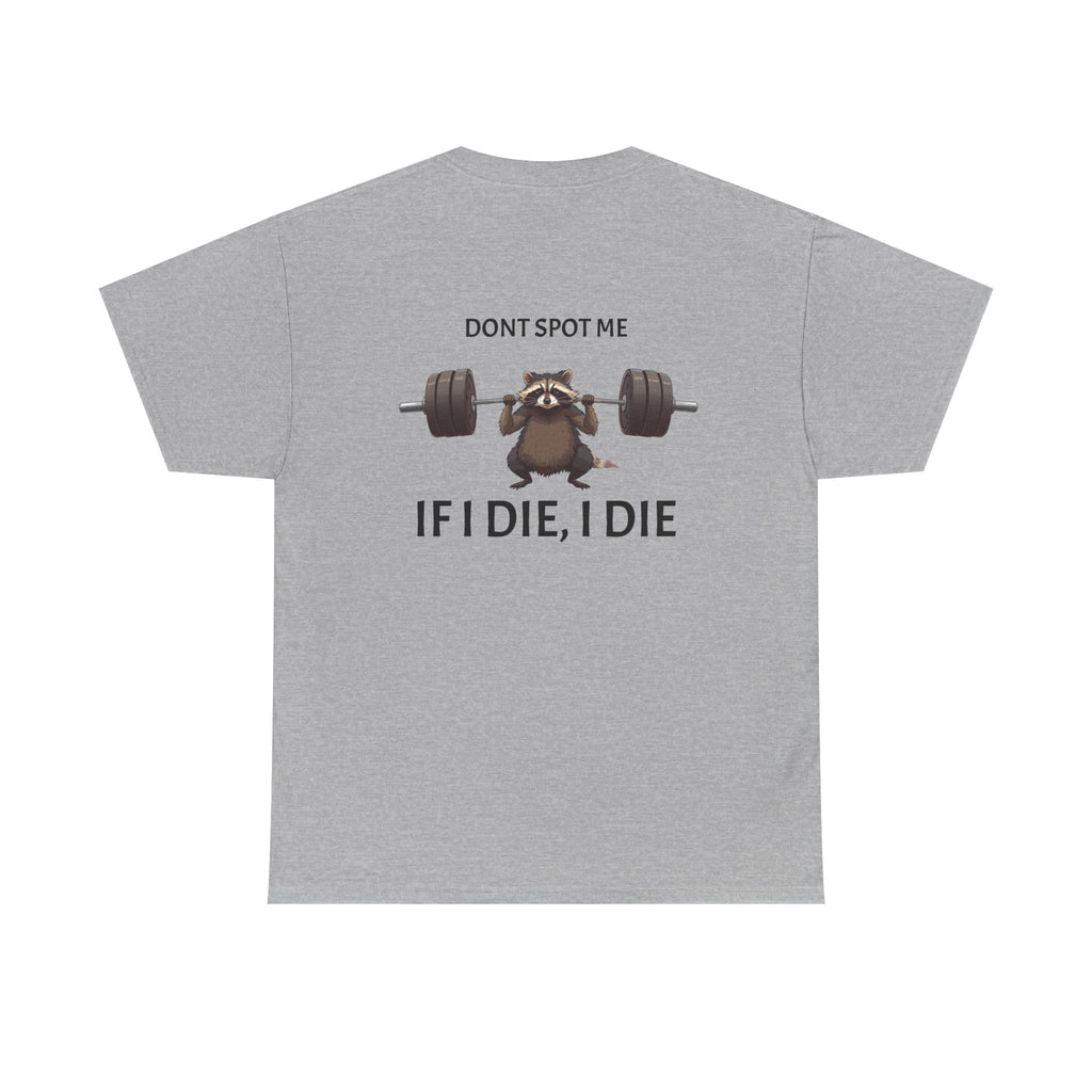 Humorous Unisex Heavy Cotton Tee, Fitness Gift, Raccoon Gym Shirt, Workout Humor, Funny T-Shirt