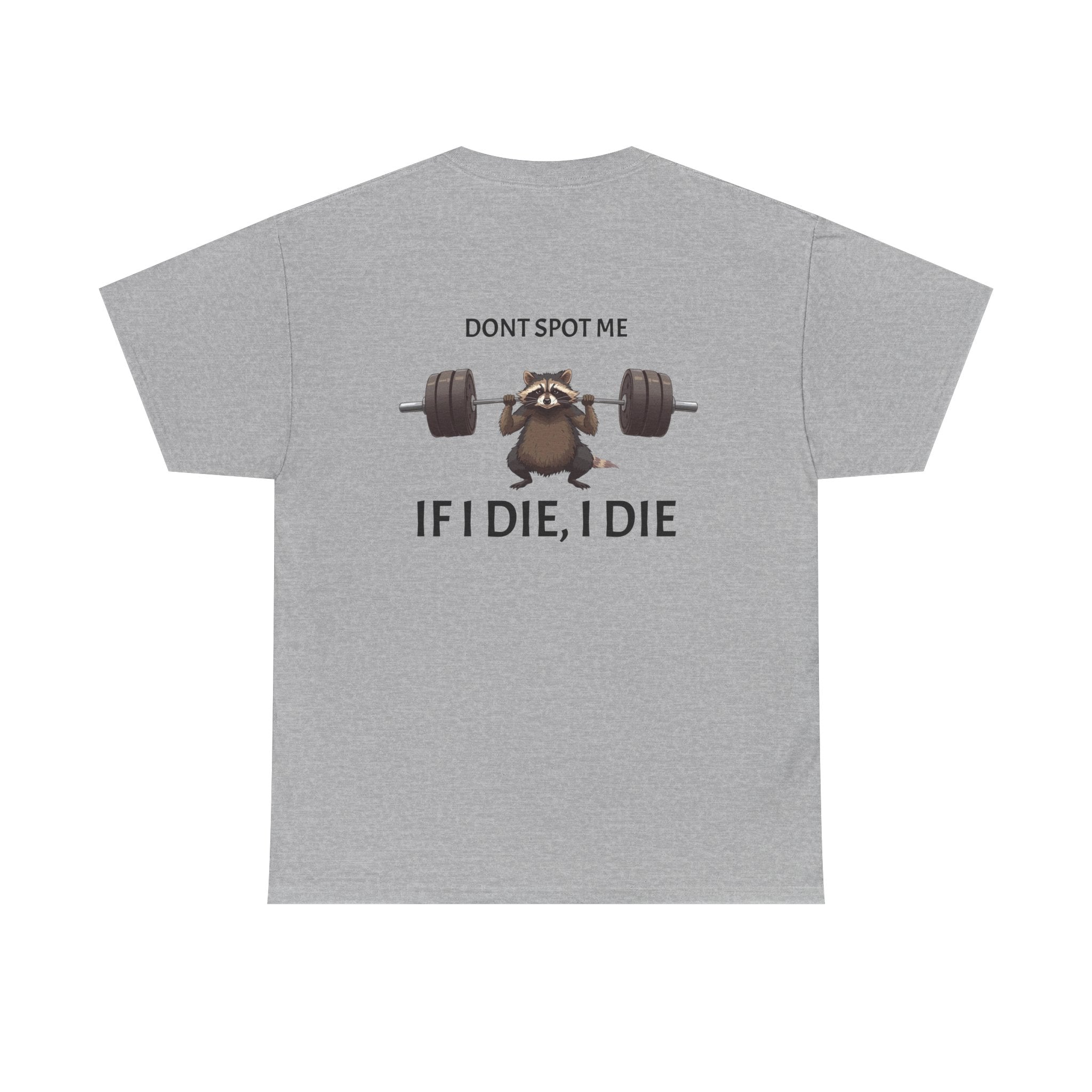 Humorous Unisex Heavy Cotton Tee, Fitness Gift, Raccoon Gym Shirt, Workout Humor, Funny T-Shirt