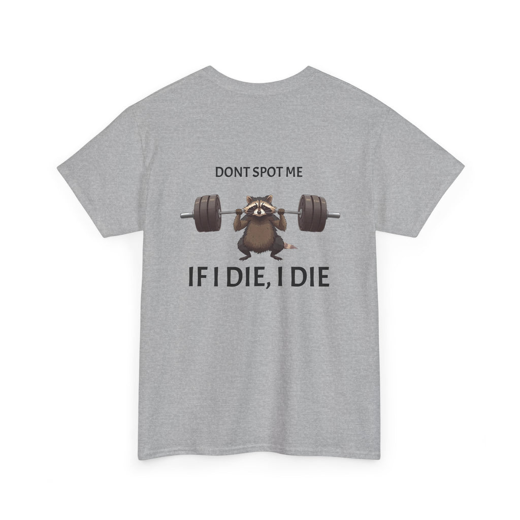 Humorous Unisex Heavy Cotton Tee, Fitness Gift, Raccoon Gym Shirt, Workout Humor, Funny T-Shirt