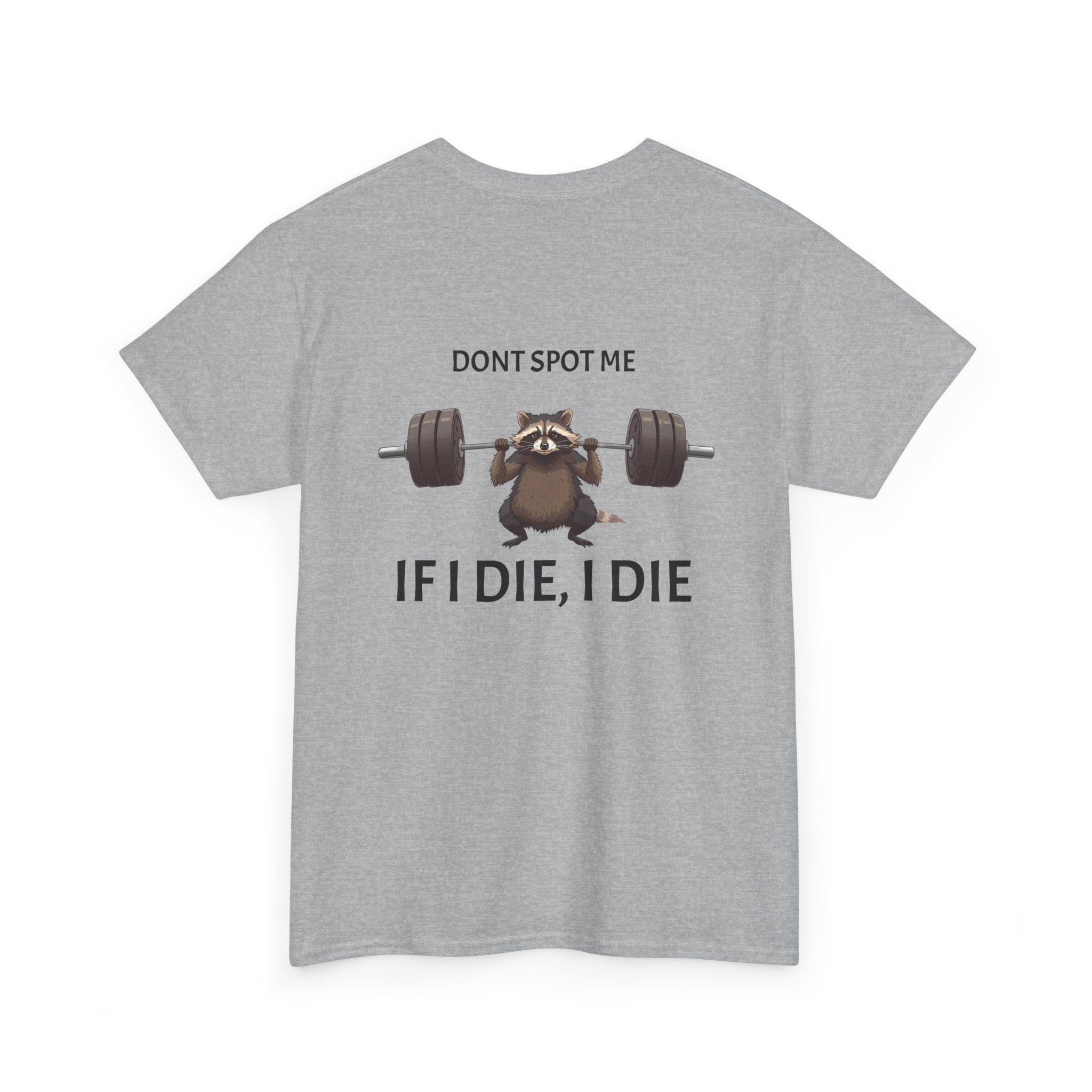 Humorous Unisex Heavy Cotton Tee, Fitness Gift, Raccoon Gym Shirt, Workout Humor, Funny T-Shirt
