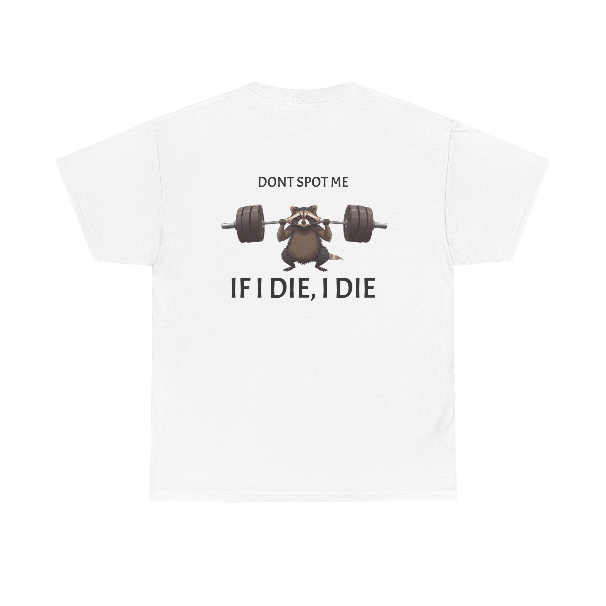 Humorous Unisex Heavy Cotton Tee, Fitness Gift, Raccoon Gym Shirt, Workout Humor, Funny T-Shirt