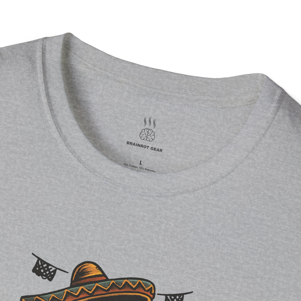 Funny Mexican Skeleton T-Shirt, Halloween Tee, Unisex Softstyle Graphic Shirt, Halloween Costume Top, Unique Gift for Friends