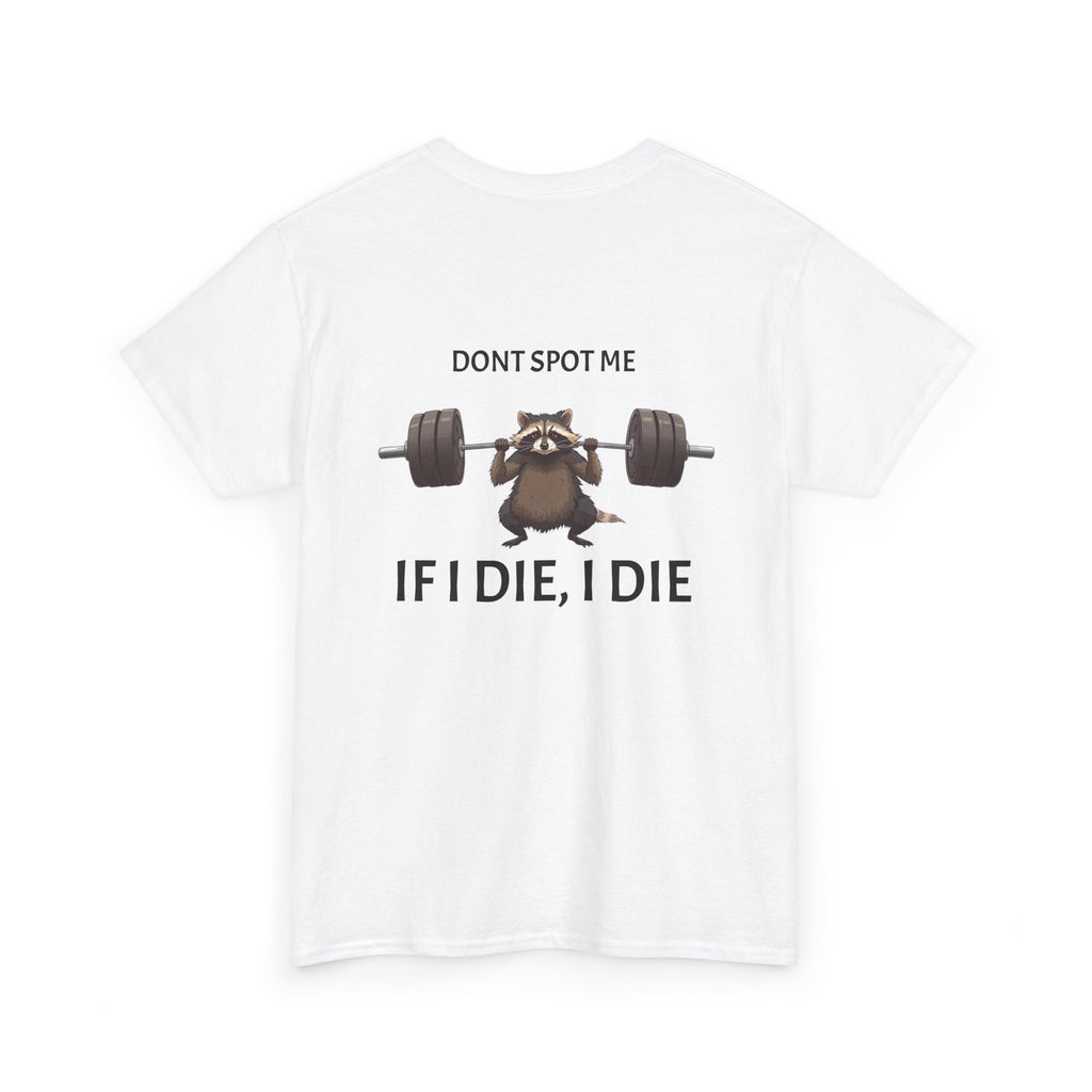 Humorous Unisex Heavy Cotton Tee, Fitness Gift, Raccoon Gym Shirt, Workout Humor, Funny T-Shirt