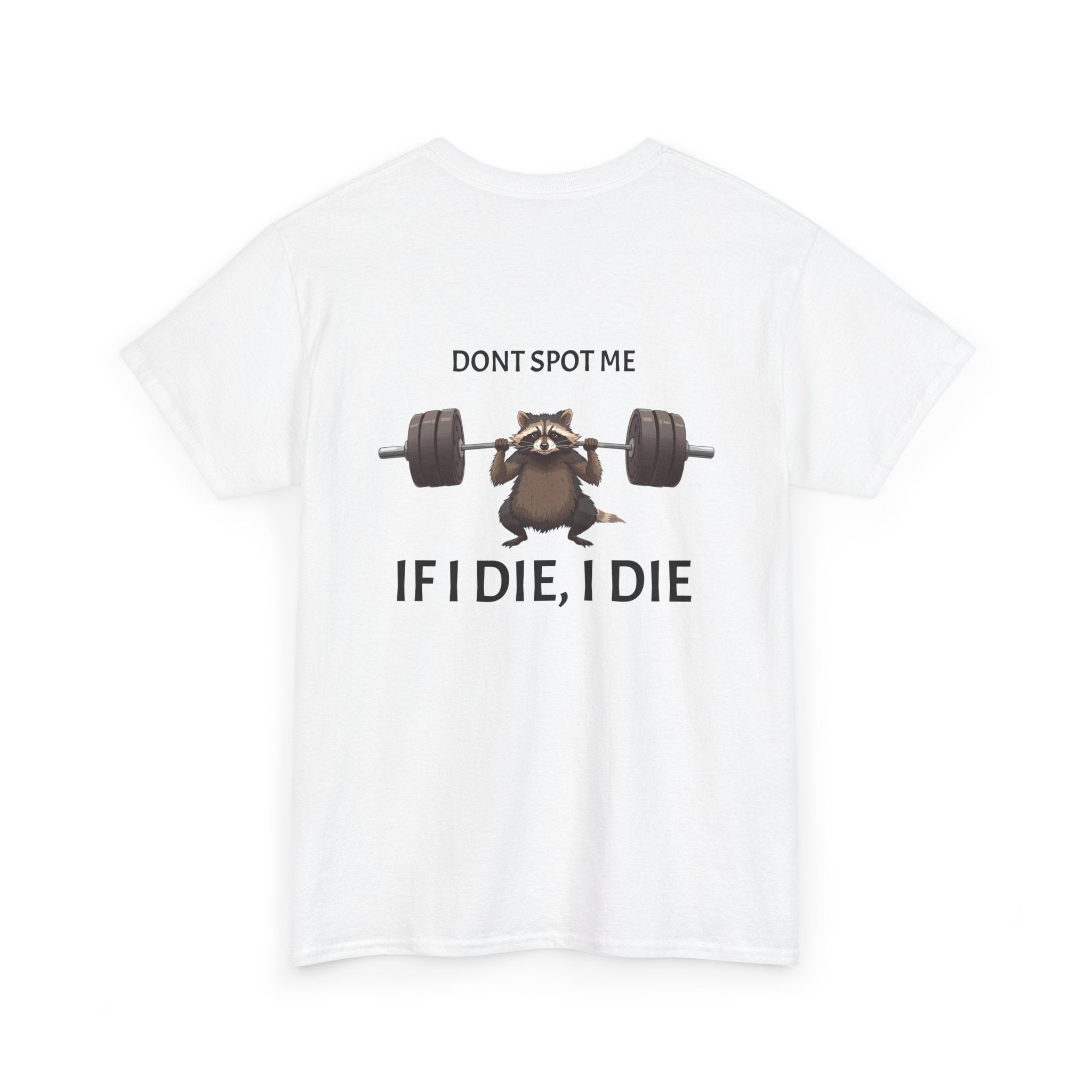 Humorous Unisex Heavy Cotton Tee, Fitness Gift, Raccoon Gym Shirt, Workout Humor, Funny T-Shirt